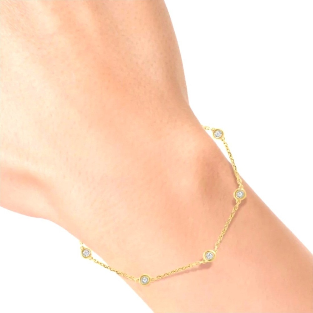 Effy Bracelet Miracle Set Diamond Station 14K Gold Plated Sterling Silver 7in